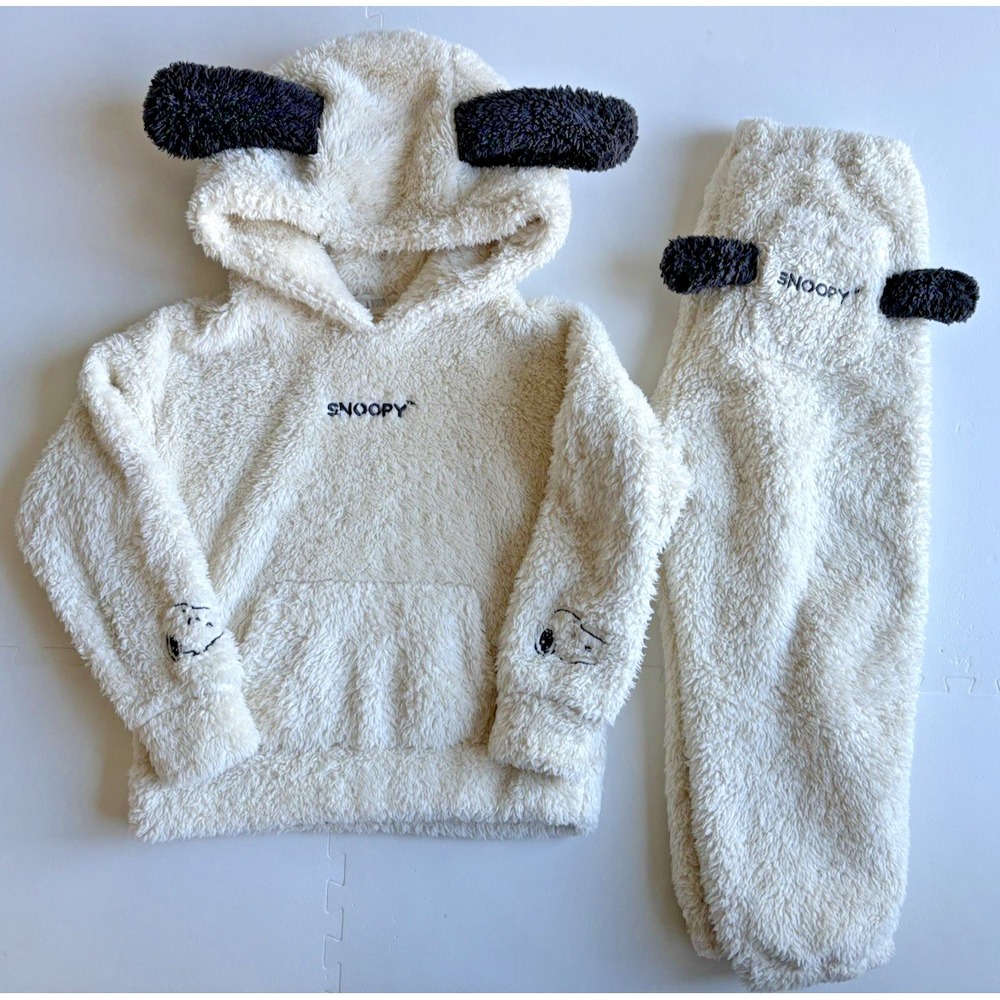 SNOOPY Fleece Hoodie & Pants Set Costume Outfit Warm Winter Japanese- Size 110/5